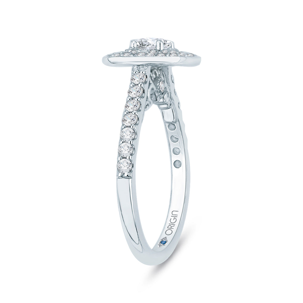 14K White Gold Cushion Diamond Double Halo Engagement Ring