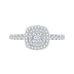 14K White Gold Cushion Diamond Double Halo Engagement Ring