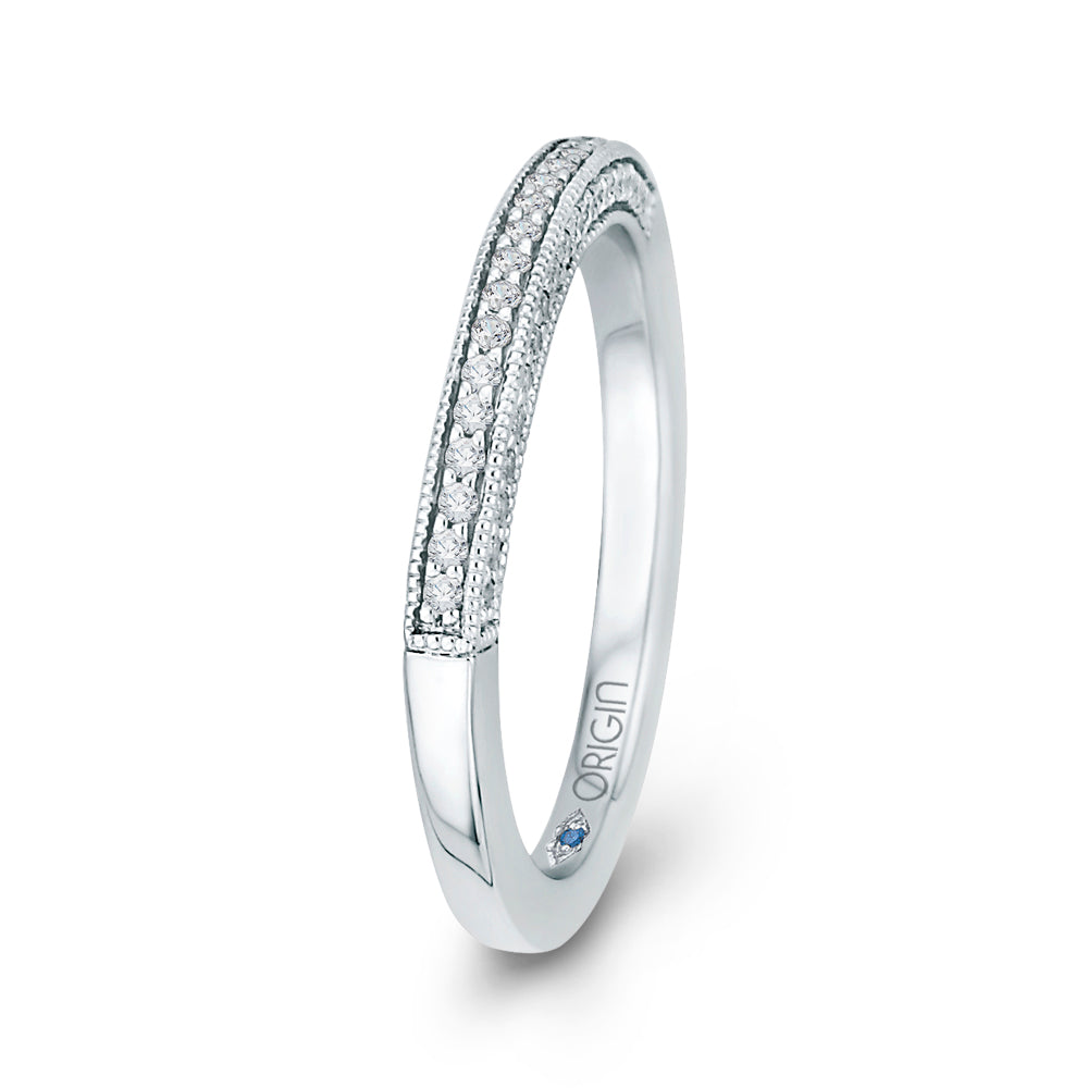 14K White Gold Round Diamond Wedding Band