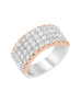 14K White with Rose Gold and Diamond Wedding Band