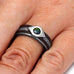 Titanium Black Fire Opal Engagement Ring with Meteorite and Dinosaur Bone