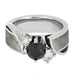 Platinum and Black Diamond with Diamond and Meteorite Engagement Ring