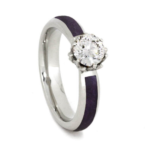 Platinum Moissanite and Hardwood Engagement Ring