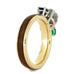 14K Yellow Gold Rough Diamond Hardwood Ring with Sapphire and Emerald