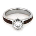 Platinum Moissanite and Hardwood Engagement Ring