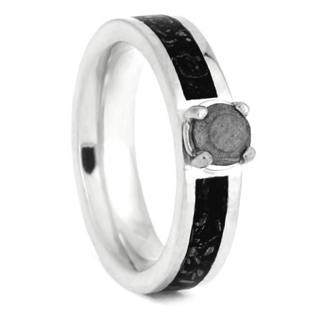 Sterling Silver Meteorite and Stardust Engagement Ring