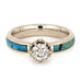 14K White Gold Moissanite and Turquoise Engagement Ring