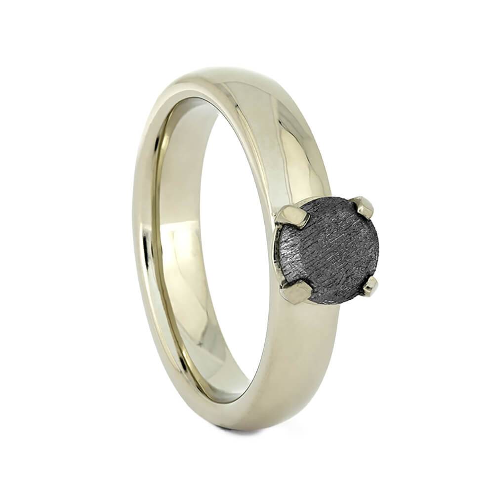 14K White Gold Meteorite Solitaire Engagement Ring