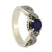 14K White Gold Blue Sapphire Ring with Meteorite and Black Diamonds