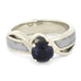 14K White Gold Sapphire and Meteorite Engagement Ring