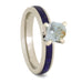 14K White Gold Rough Aquamarine with Lapiz Lazuli Inlay Custom Ring