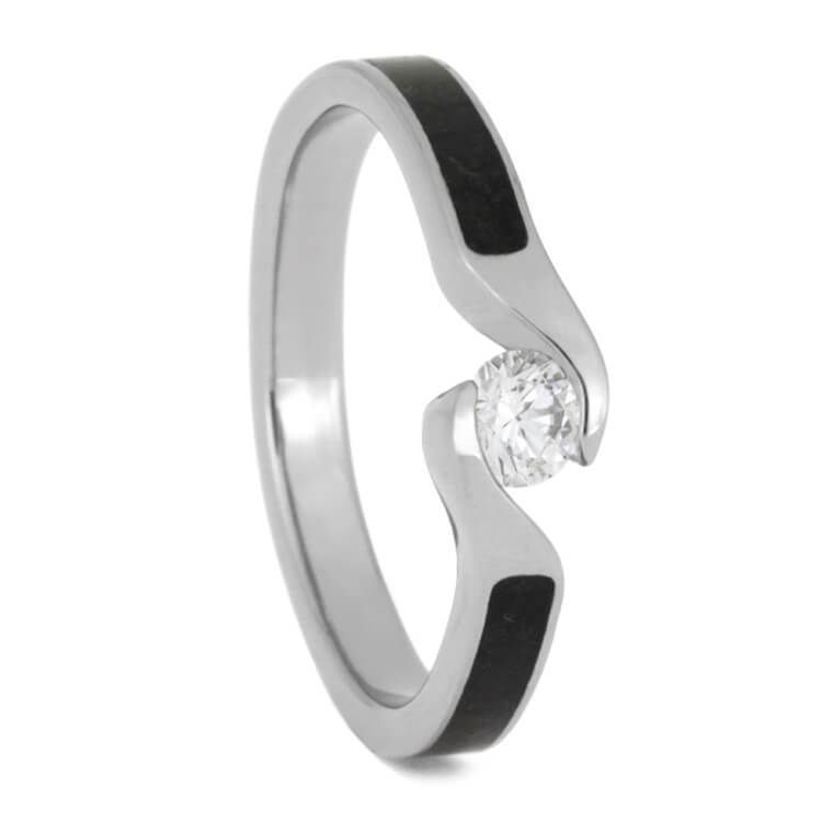 Titanium Diamond and Dinosaur Bone Engagement Ring