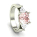 14K White Gold Morganite and Diamond with Meteorite Engagement Ring