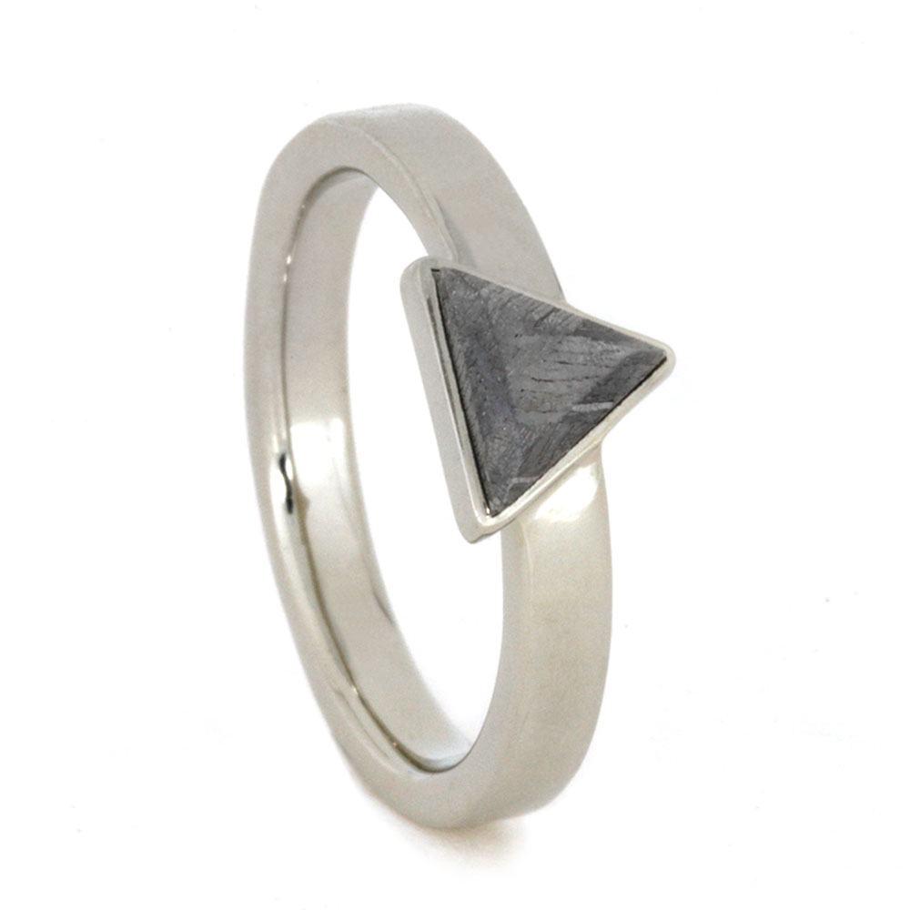 14K White Gold Triangle Meteorite Engagement Ring