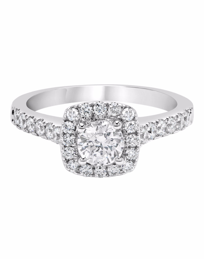 14K White Gold and Halo Diamond Tesori Engagement Ring