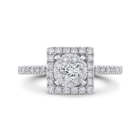 14K White Gold Round Cut Diamond Engagement Ring