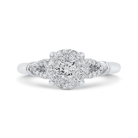 14K White Gold Round Diamond Engagement Ring