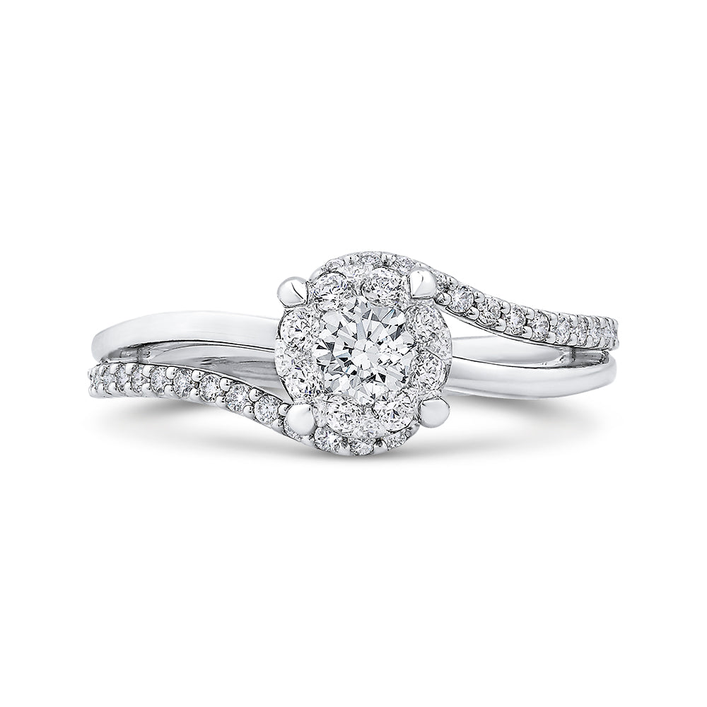 14K White Gold Round Diamond Promise Engagement Ring