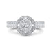 Round Cut Diamond Flower Engagement Ring In 14K White Gold