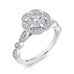 14K White Gold Round Diamond Flower Engagement Ring
