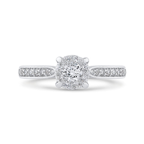 Round Cut Diamond Engagement Ring In 14K White Gold