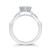 14K White Gold Round Diamond Engagement Ring with Baguette Blue Sapphire