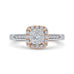 14K Two-Tone Gold Round Cut Diamond Halo Engagement Ring
