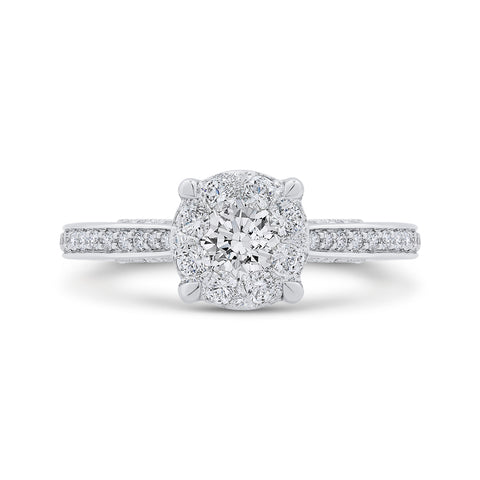 14K White Gold Round Cut Diamond Engagement Ring