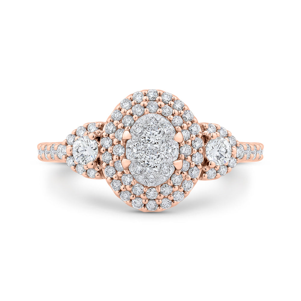 14K Two-Tone Gold Round Diamond Double Halo Engagement Ring