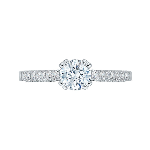 14K White Gold Round Diamond Cathedral Style Engagement Ring