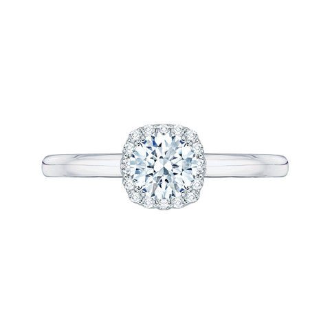 14K White Gold Round Cut Diamond Halo Engagement Ring