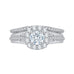 14K White Gold Round Diamond Halo Engagement Ring Set with Split Shank