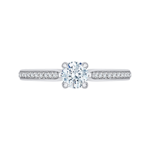 14K White Gold Round Cut Diamond Engagement Ring