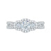 14K White Gold Round Cut Diamond Three-Stone Halo Engagement Ring