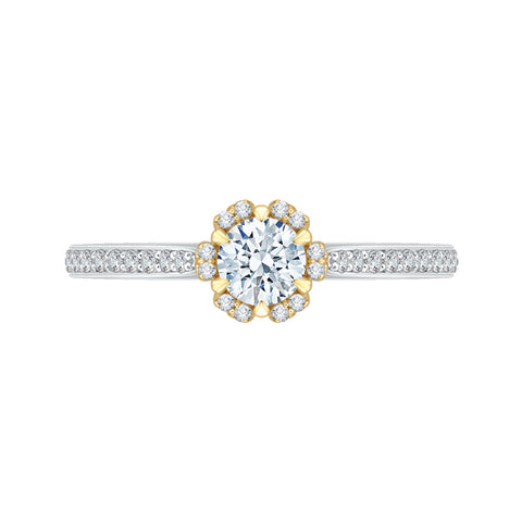 14K Two-Tone Gold Round Diamond Engagement Ring