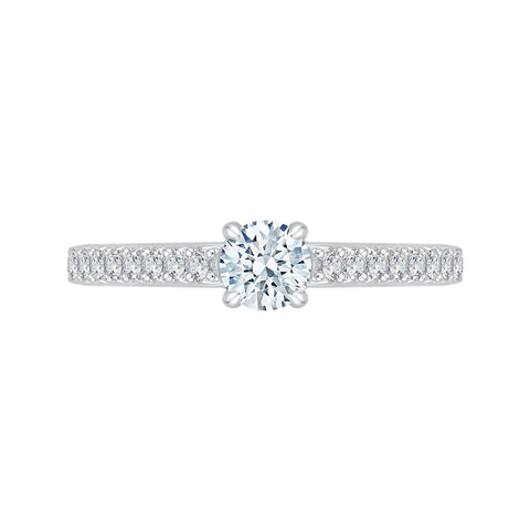 14K White Gold Round Cut Diamond Engagement Ring