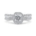 14K White Gold Round Diamond Floral Halo Engagement Ring