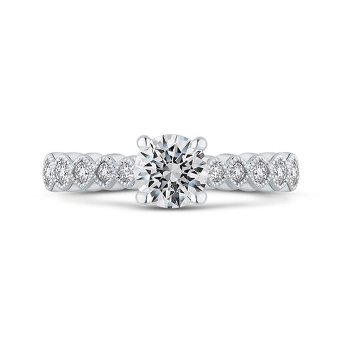 14K White Gold Round Cut Diamond Engagement Ring