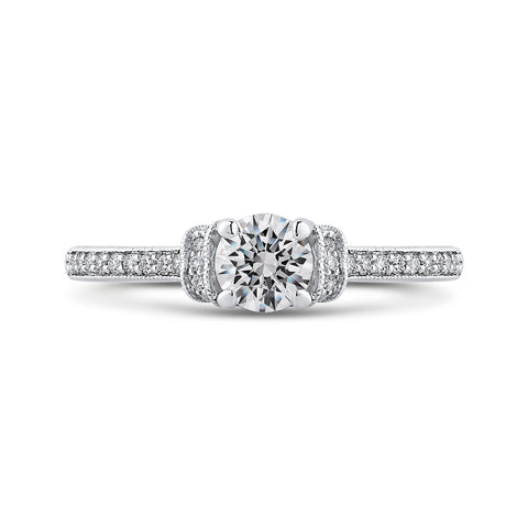 14K White Gold Round Cut Diamond Engagement Ring