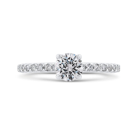 14K White Gold Round Cut Diamond Engagement Ring