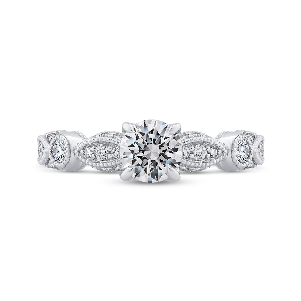 14K White Gold Round Cut Diamond Engagement Ring