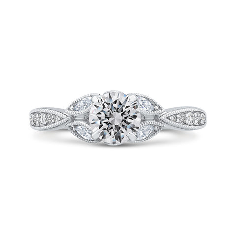 14K White Gold Floral Diamond Engagement Ring