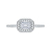 14K White Gold Emerald Diamond Halo Engagement Ring