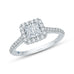 Princess Cut Diamond Halo Engagement Ring with 14K White Gold