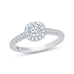14K White Gold Cushion Cut Diamond Halo Engagement Ring