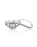 14K White Gold and Cushion Halo Diamond Split Shank Engagement Ring