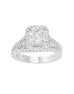 14K White Gold and Halo Diamond Split Shank Engagement Ring