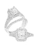 14K White Gold and Halo Diamond Split Shank Engagement Ring