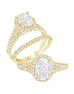 14K White Gold and Halo Diamond Split Shank Engagement Ring