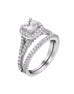 14K White Gold and Cushion Halo Diamond Split Shank Engagement Ring